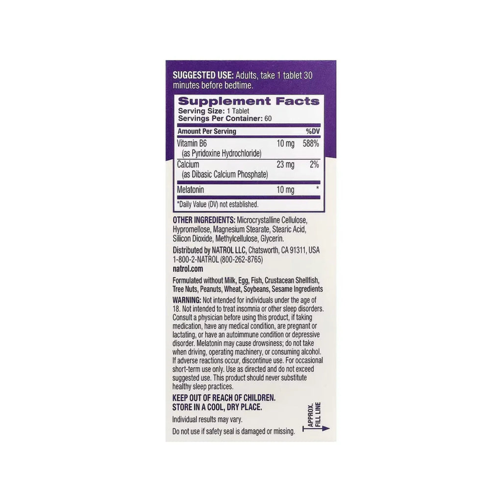 Natrol Melatonina  Liberación Prolongada 10mg Con 60 Tabletas