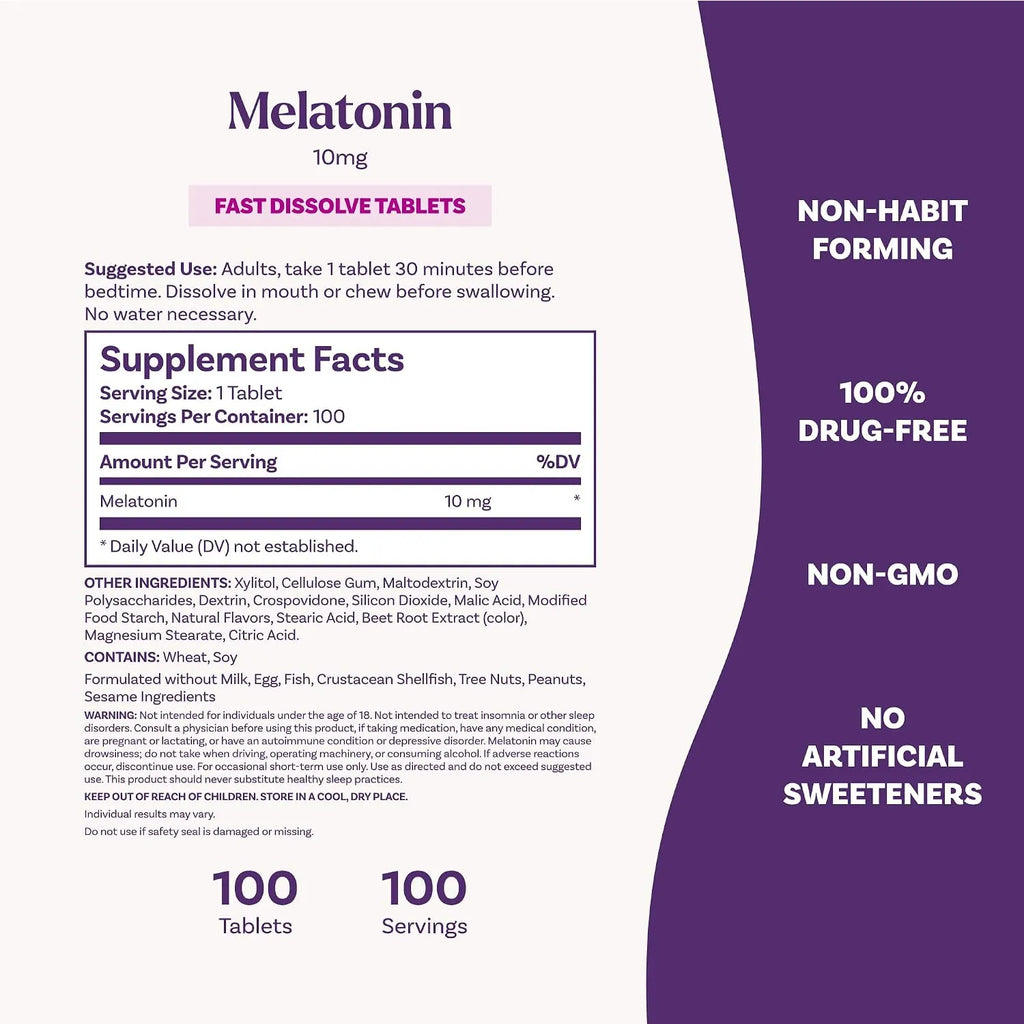 Natrol Melatonina Liberación Prolongada 10mg Con 100 Tabletas Sabor a Citricos
