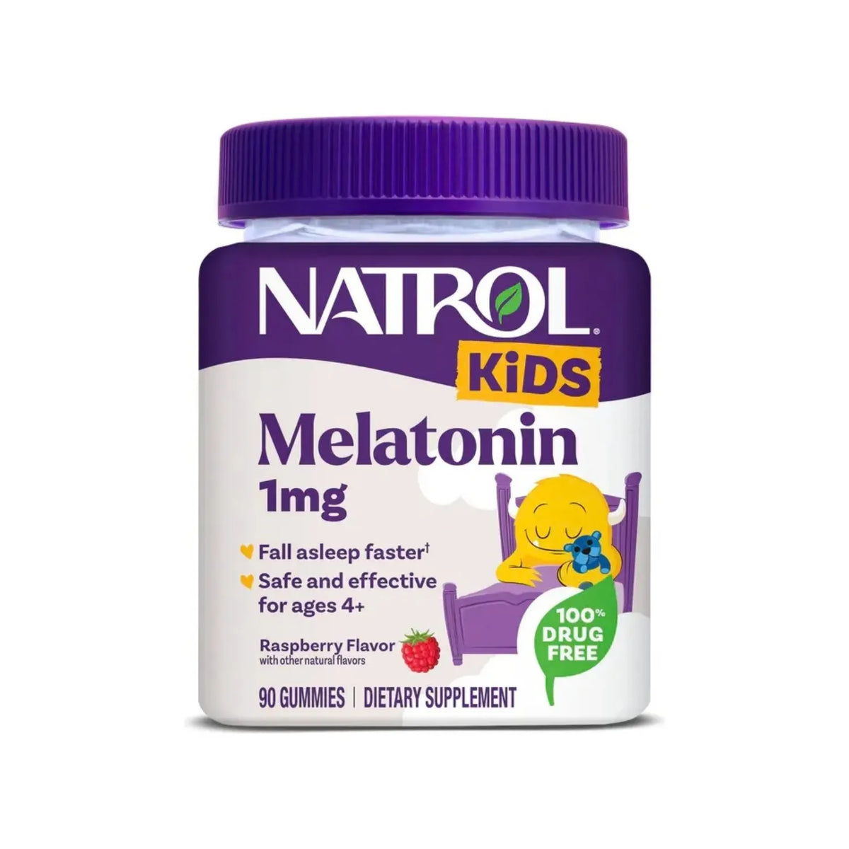 Natrol Kids Melatonina 1 Mg Para Niños Descanso y Relajación 90 Gomitas Sabor Frutos Rojos