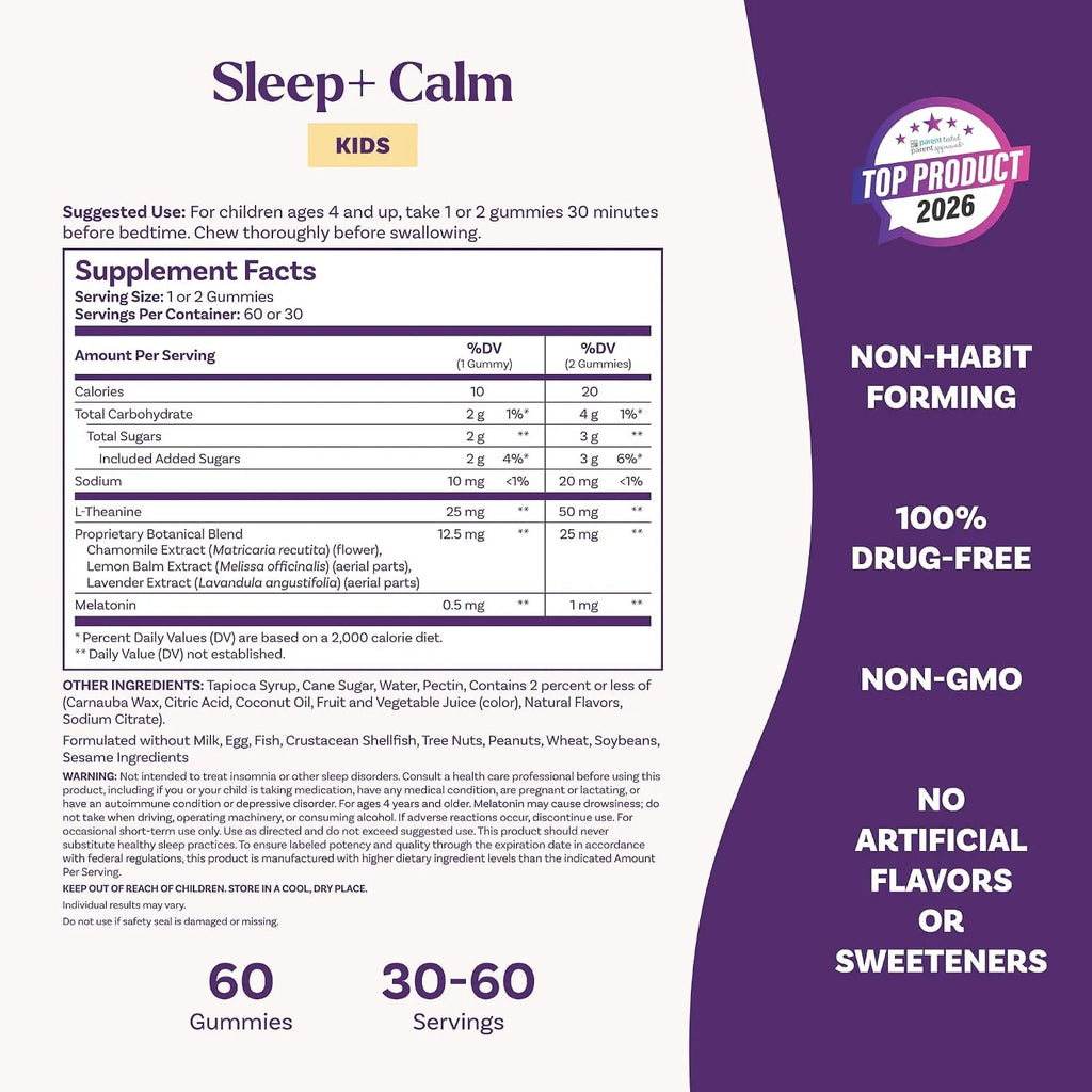Natrol Kids Sleep+Calm Melatonina Y L-Teanina Con 60 Gomitas Sabor Fresa