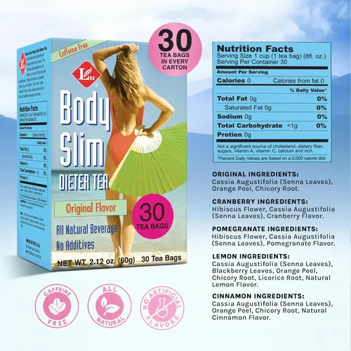 Uncle Lee's Tea Body Slim Dieter | Té Herbal Sabor Limón | 30 Bolsitas | Sin Cafeína