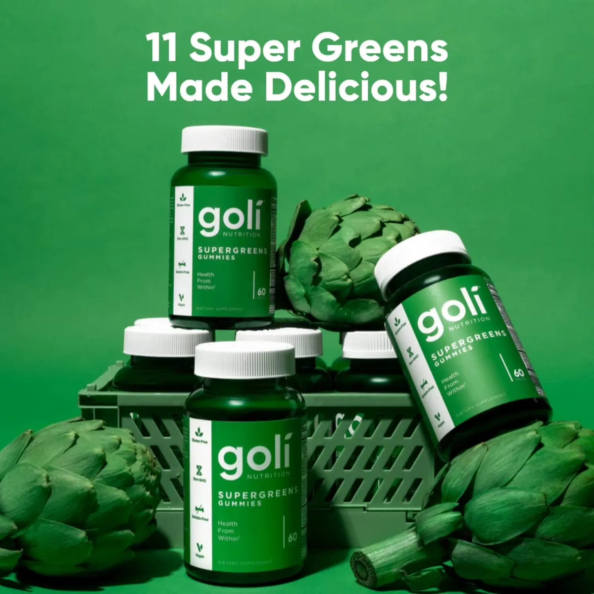Goli Nutrition Supergreens superverduras 60 Gomitas SFN