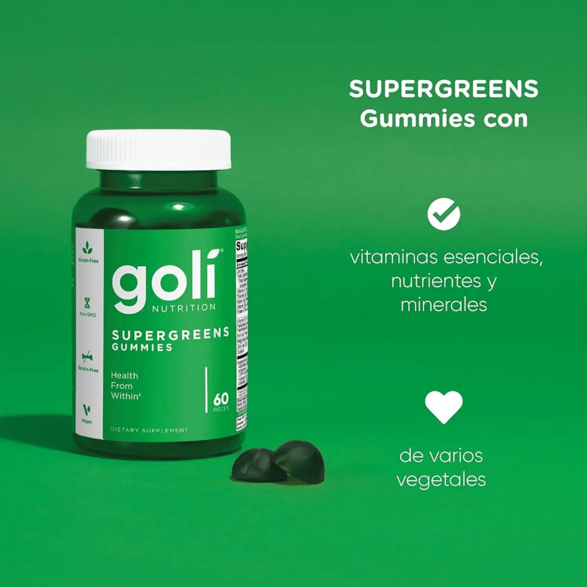 Goli Nutrition Supergreens superverduras 60 Gomitas SFN