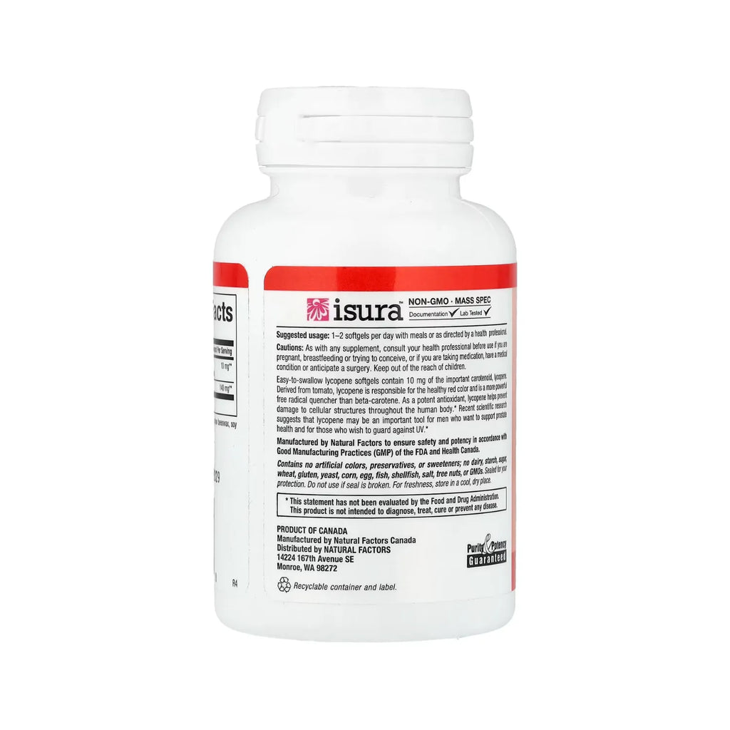 Natural Factors Lycopene 10 mg 60 Cápsulas Blandas