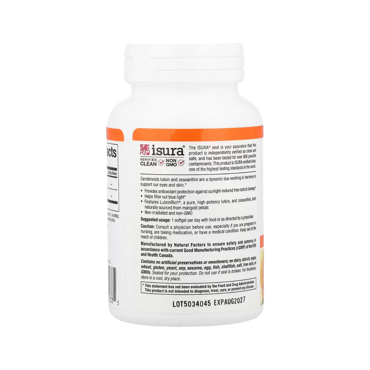 Natural Factors Lutein 20 mg 120 Cápsulas Blandas