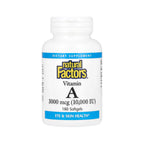 Natural Factors, Vitamina A, 3000 mcg (10.000 UI), 180 cápsulas blandas