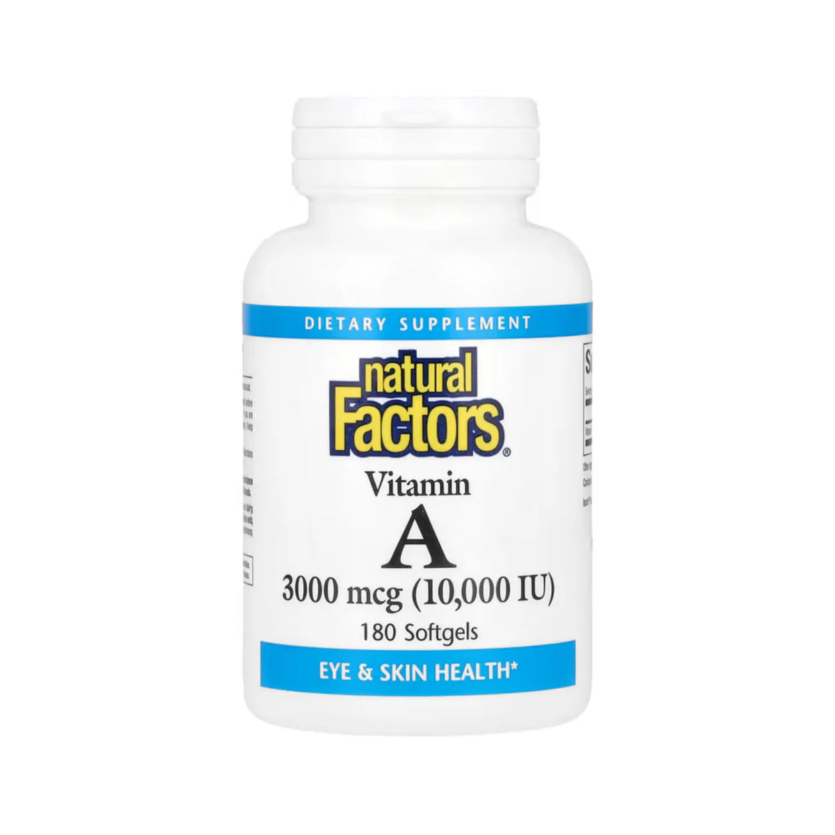 Natural Factors, Vitamina A, 3000 mcg (10.000 UI), 180 cápsulas blandas