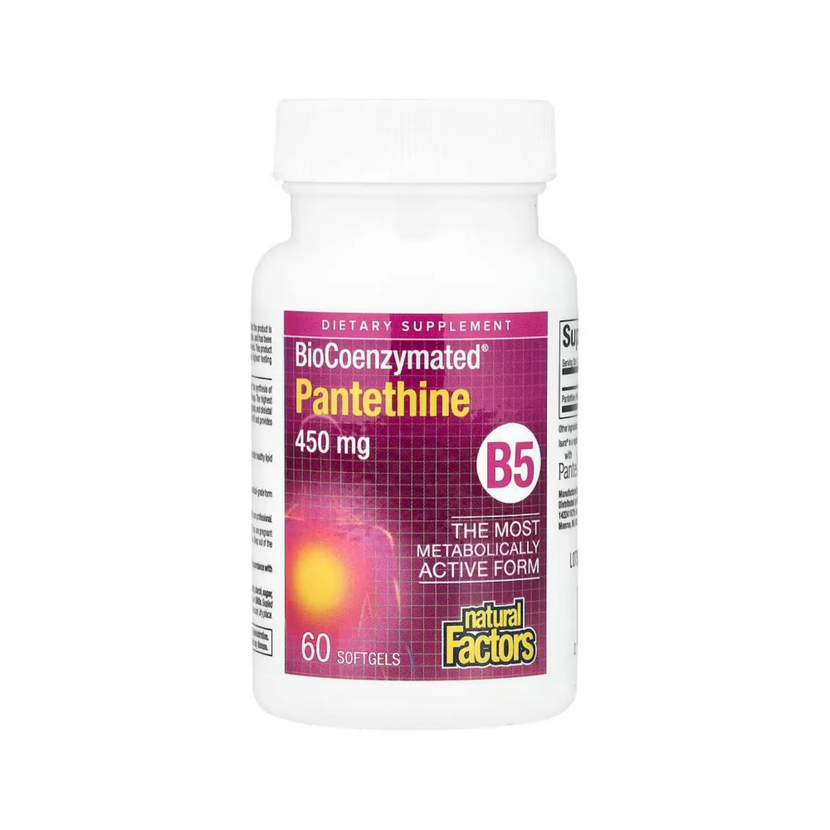 Natural Factors BioCoenzymated Vitamina B5 Pantetina 450 mg 60 Cápsulas Blandas