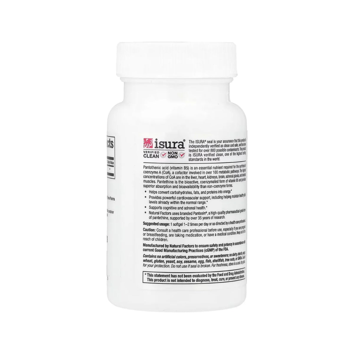 Natural Factors BioCoenzymated Vitamina B5 Pantetina 450 mg 60 Cápsulas Blandas