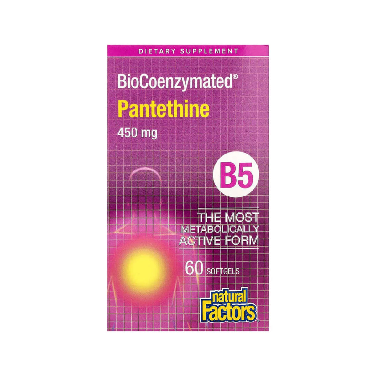 Natural Factors BioCoenzymated Vitamina B5 Pantetina 450 mg 60 Cápsulas Blandas