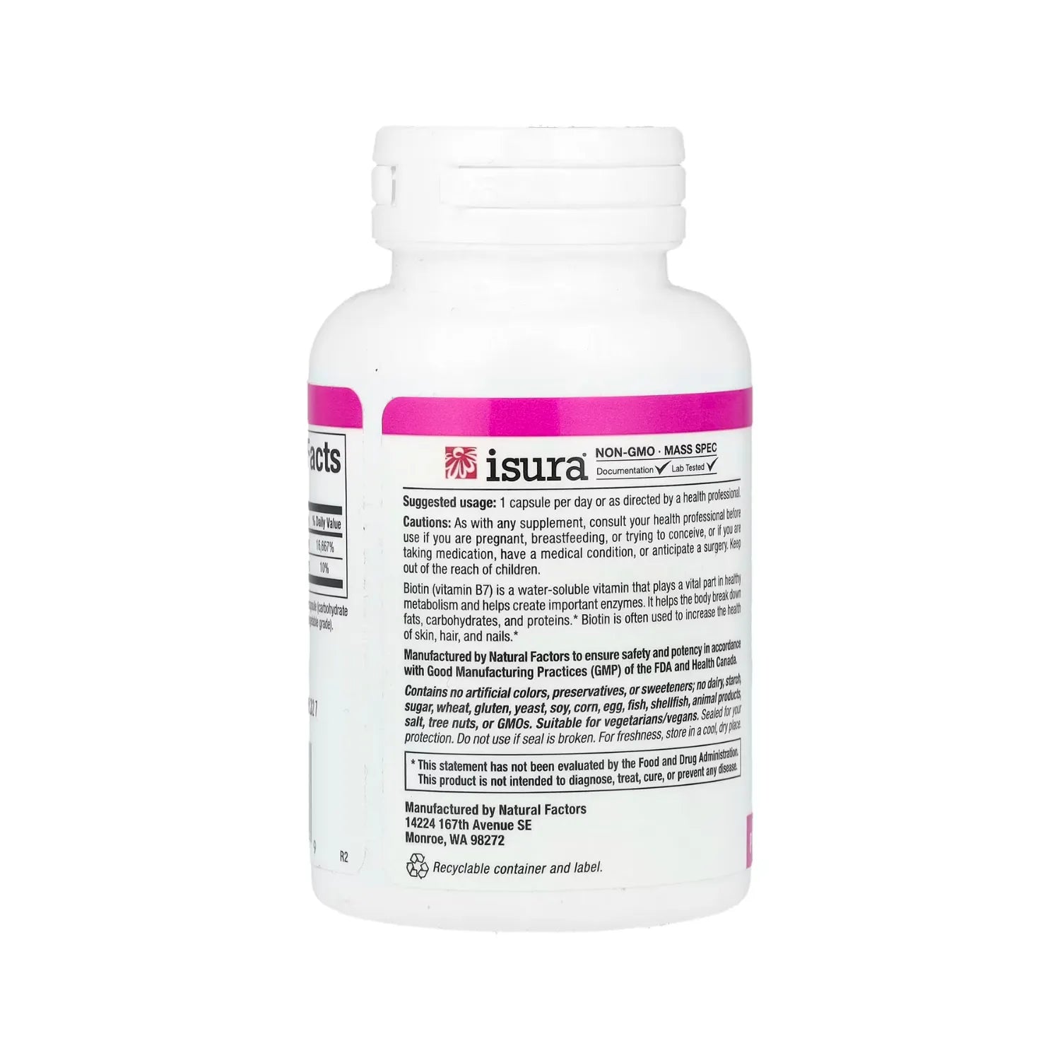 Natural factors Biotin 5,000 mcg 60 cápsulas