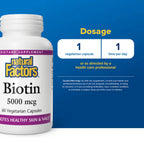 Natural factors Biotin 5,000 mcg 60 cápsulas