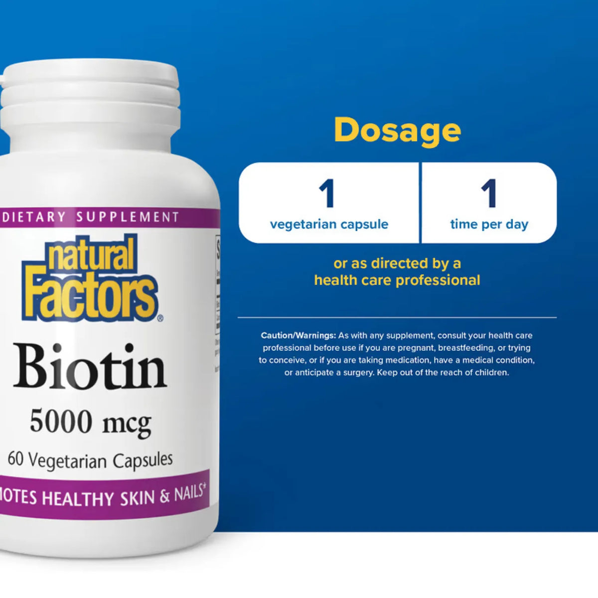 Natural factors Biotin 5,000 mcg 60 cápsulas