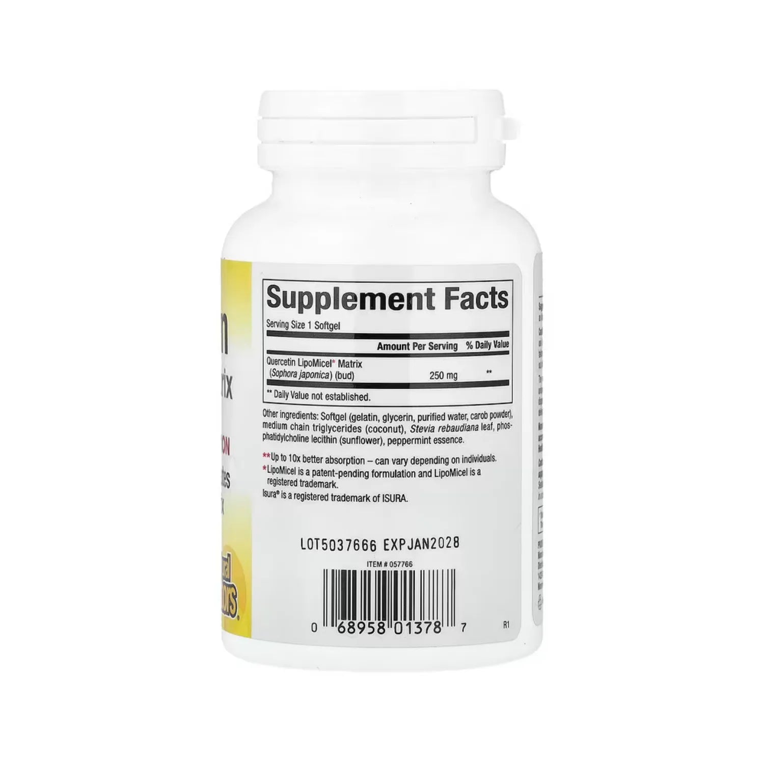 Natural Factors Matriz de Quercetina LipoMicel 250 mg 60 Cápsulas Blandas Con Contenido Líquido
