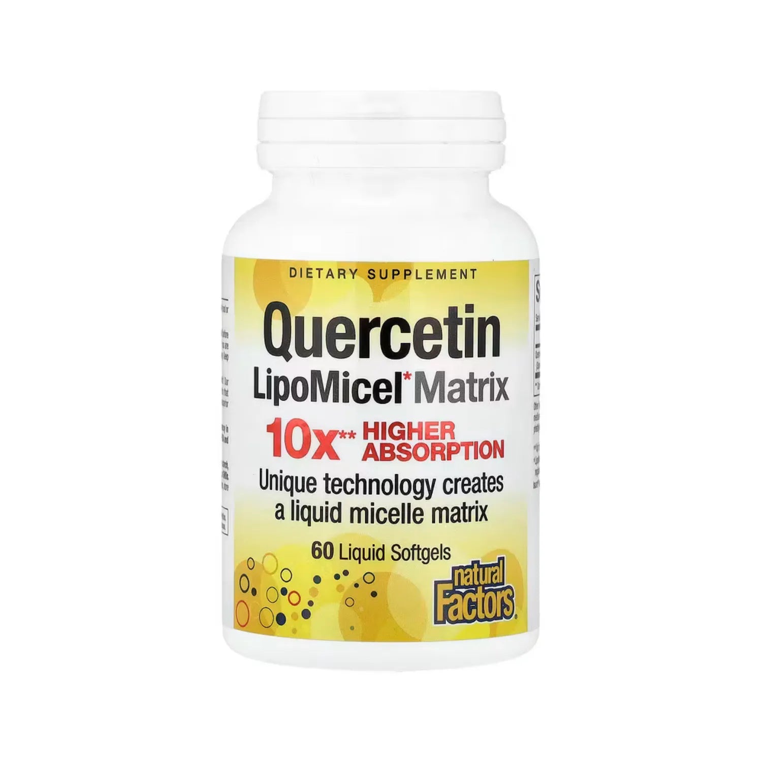 Natural Factors Matriz de Quercetina LipoMicel 250 mg 60 Cápsulas Blandas Con Contenido Líquido