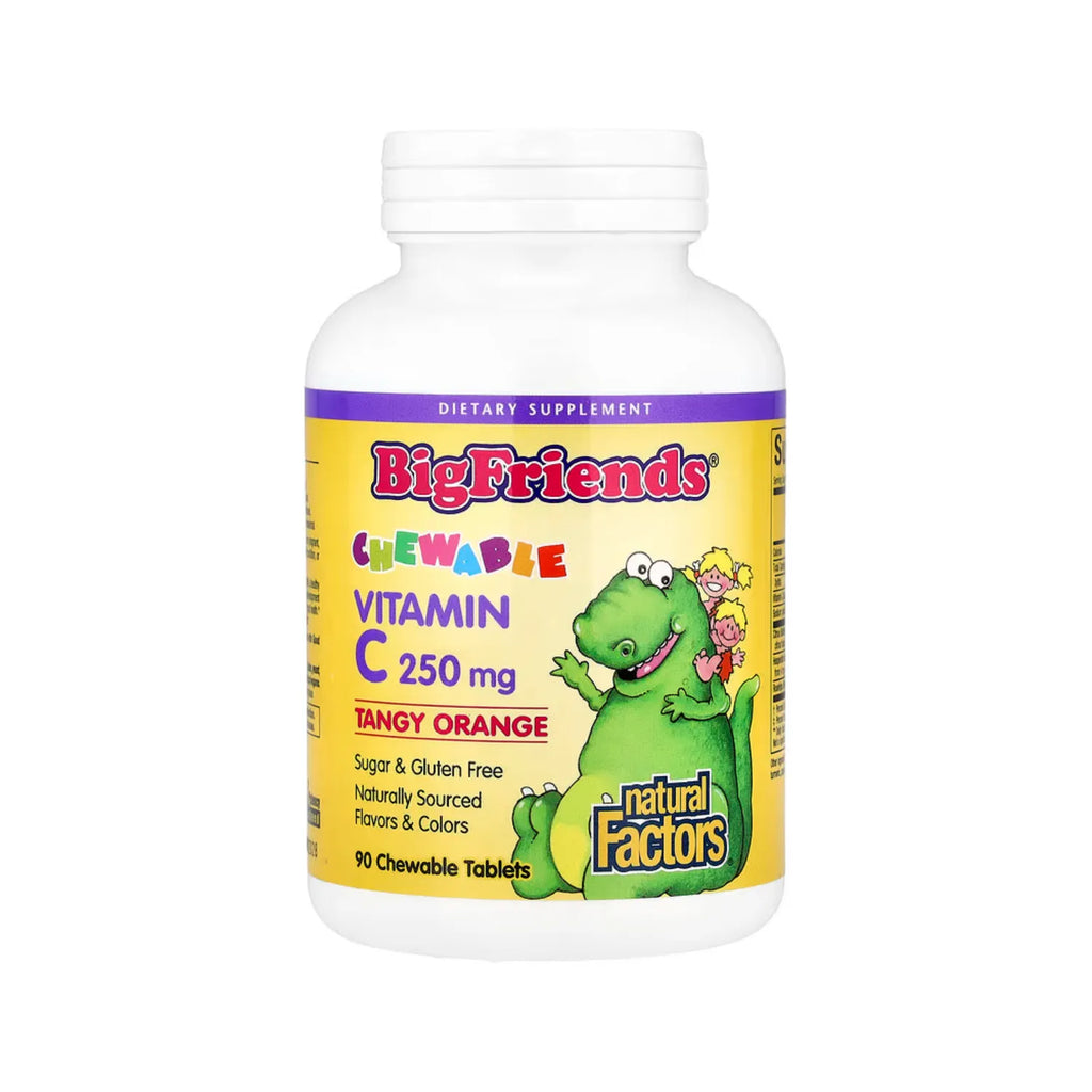 Natural Factors BigFriends Vitamina C Masticable Sabor a Naranja Ácida 250 mg 90 Tabletas Masticables