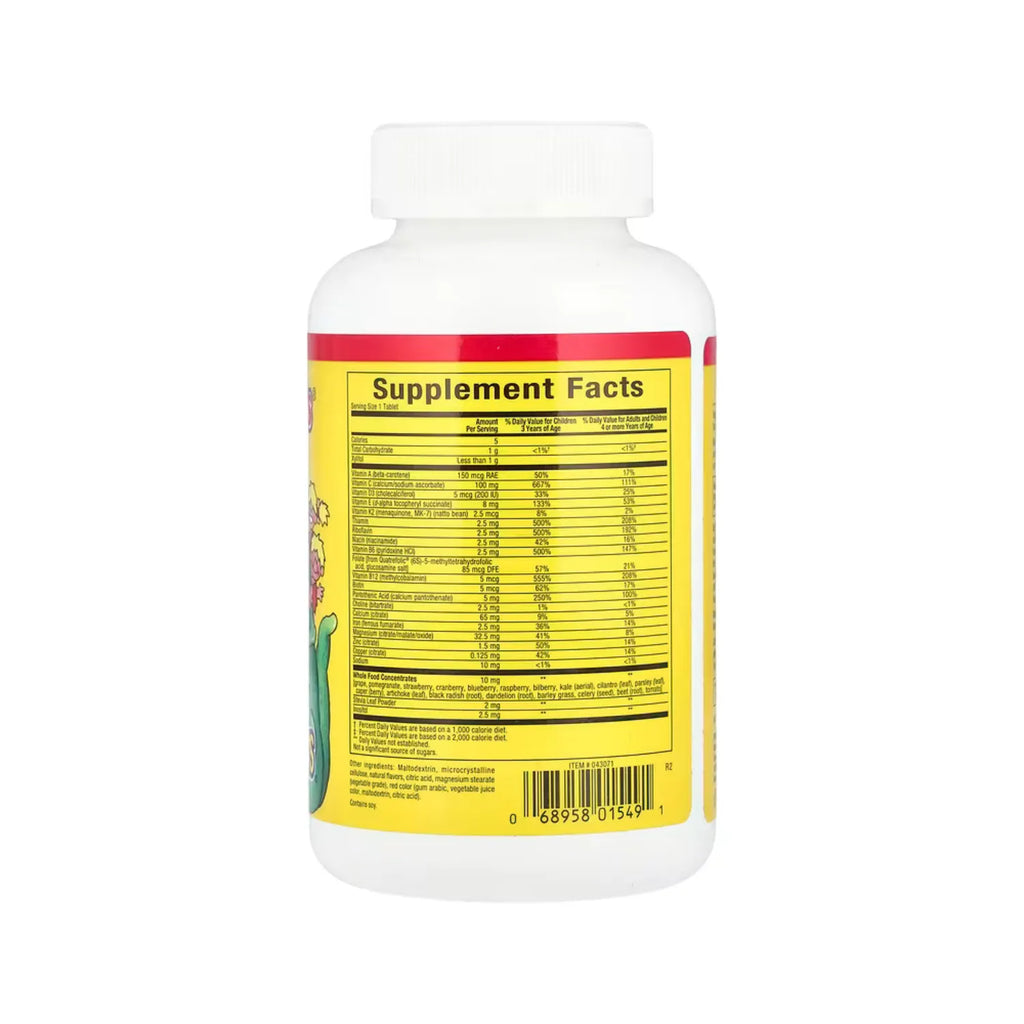 Natural Factors BigFriends Suplemento Multivitamínico y Multimineral Sabor Bayas de la Selva Con 60 Tabletas Masticables