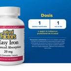 Natural Factors Easy Iron 20 mg Con 60 Tabletas Masticables