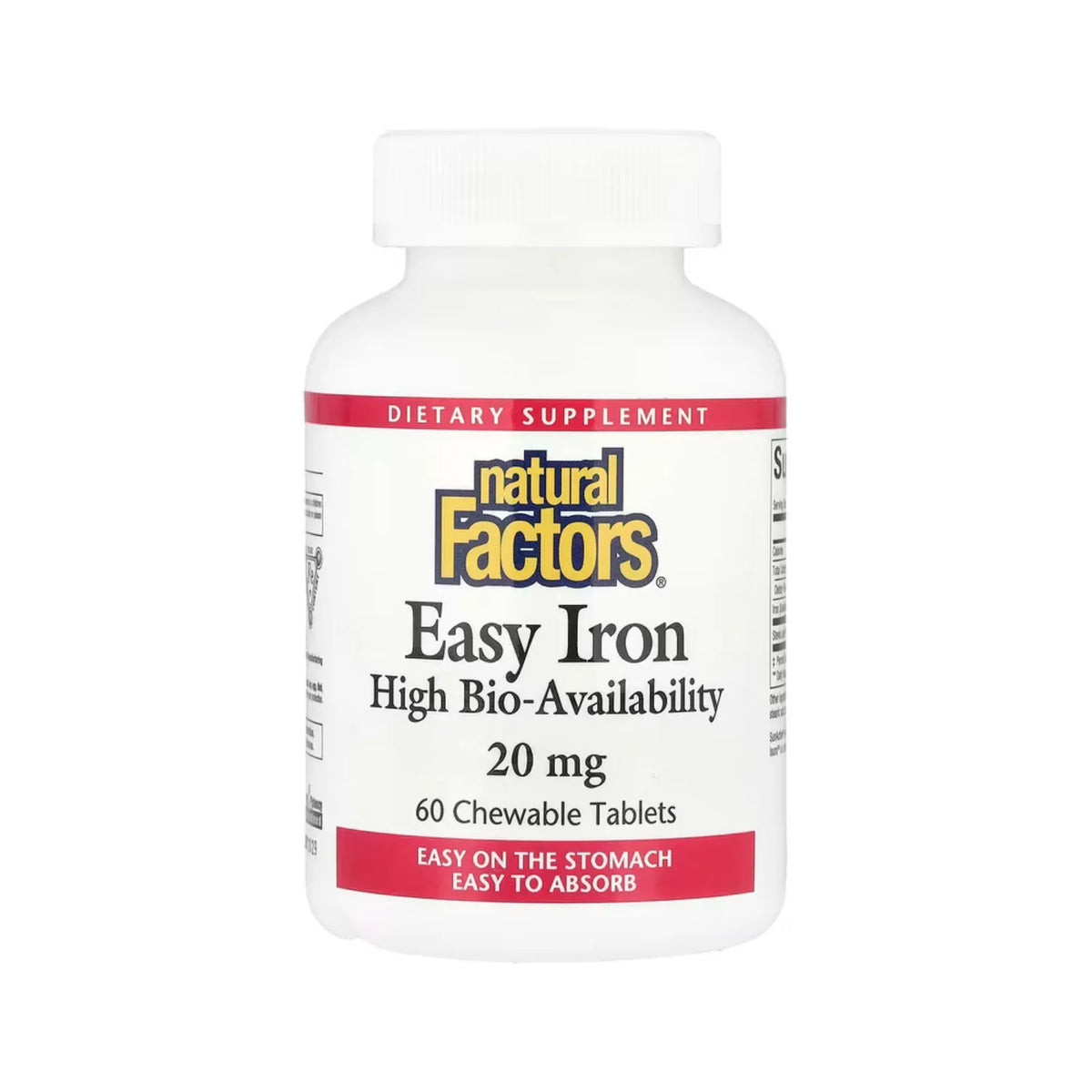 Natural Factors Easy Iron 20 mg Con 60 Tabletas Masticables