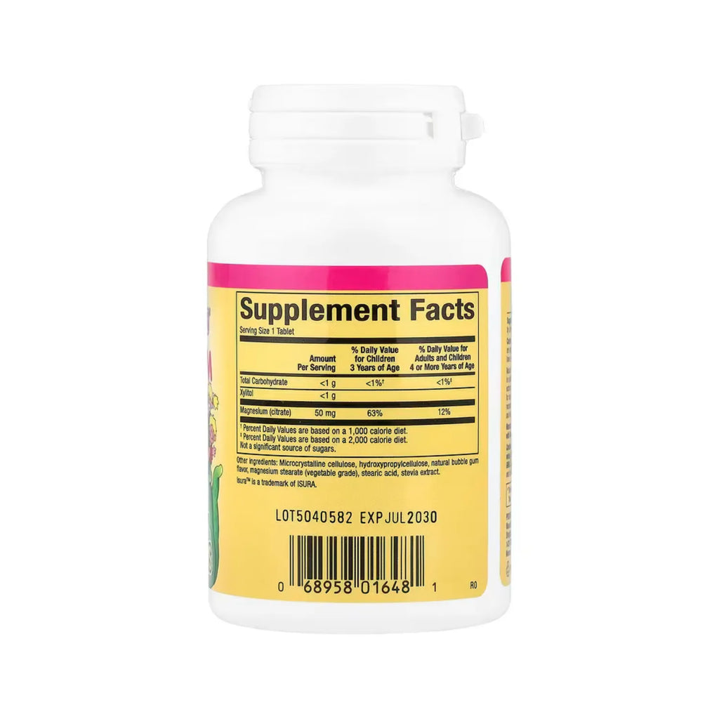 Natural Factors BigFriends Citrato de Magnesio 50 mg 60 Tabletas Masticables Sabor Chicle