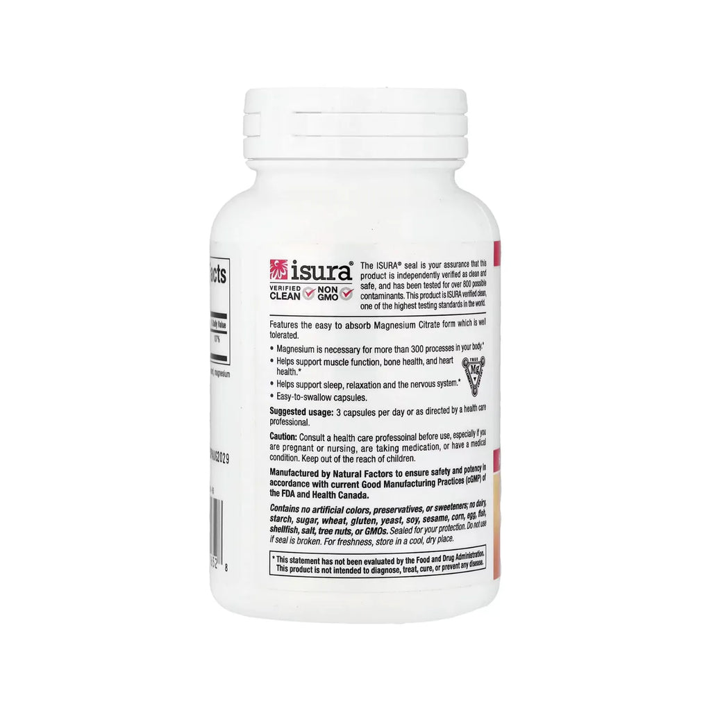 Natural Factors Magnesium Citrate 450 mg Con 90 Cápsulas