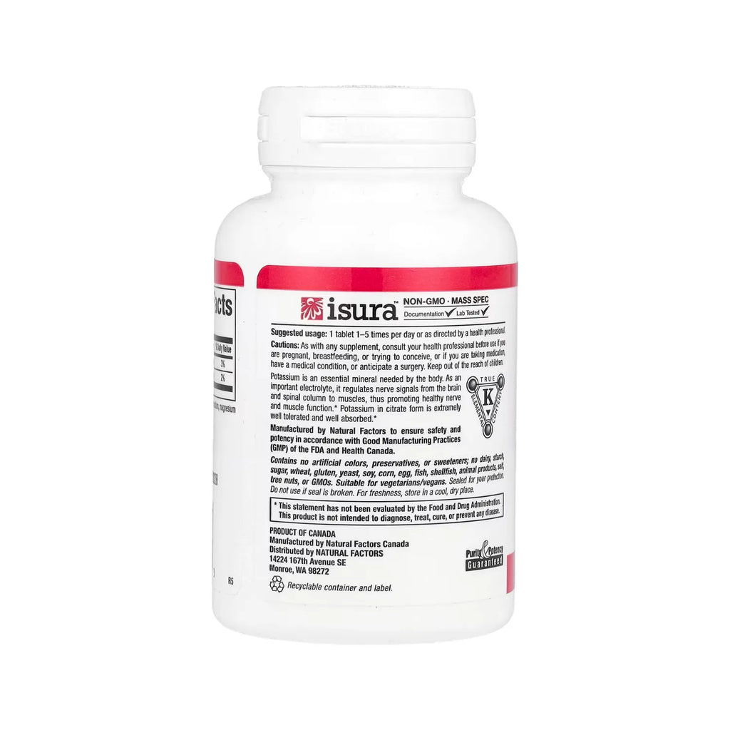 Natural Factors Citrato de Potasio 99 mg Con 90 Tabletas
