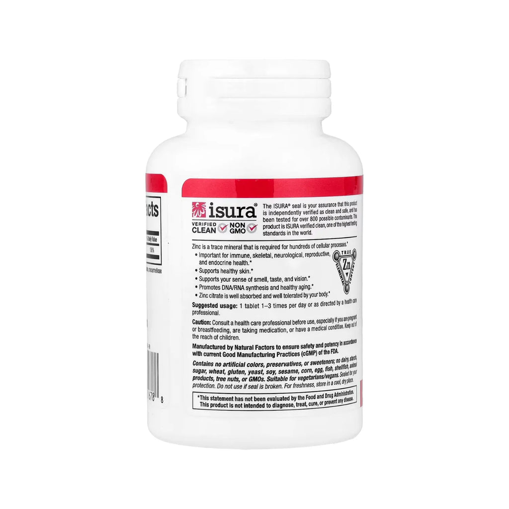 Natural Factors Citrato de Zinc 15 mg 90 Tabletas