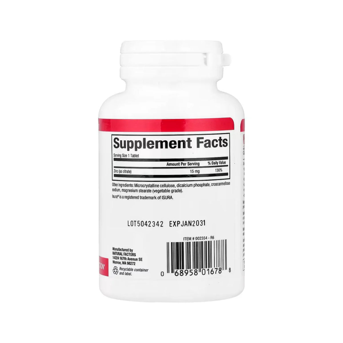 Natural Factors Citrato de Zinc 15 mg 90 Tabletas