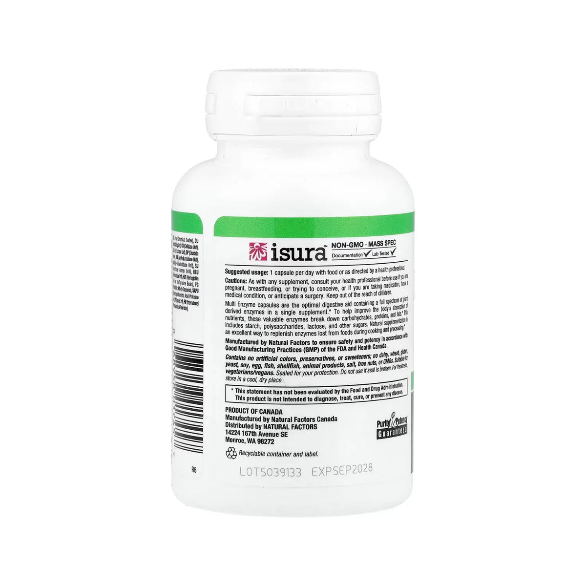 Natural Factors Multienzimas Alta potencia 60 Cápsulas Vegetales