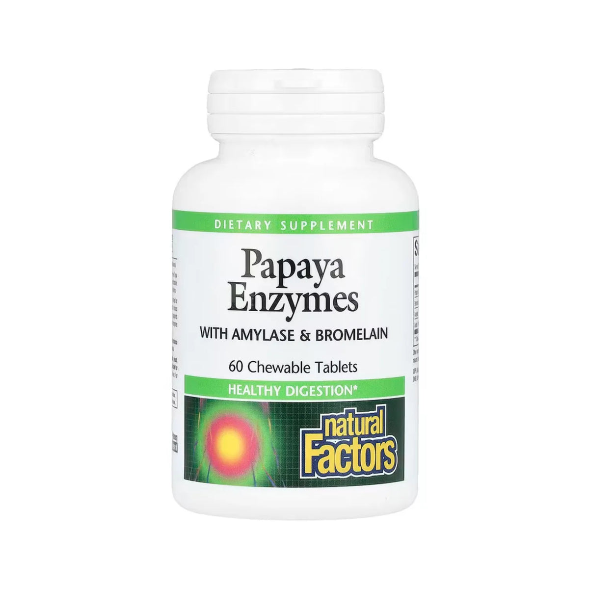 Natural Factors Enzimas de la Papaya con Amilasa y Bromelaína 60 Tabletas Masticables