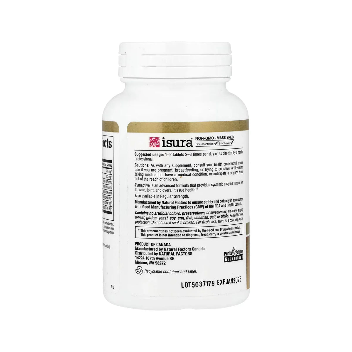 Natural Factors Double Strength Zymactive Con 90 Tabletas