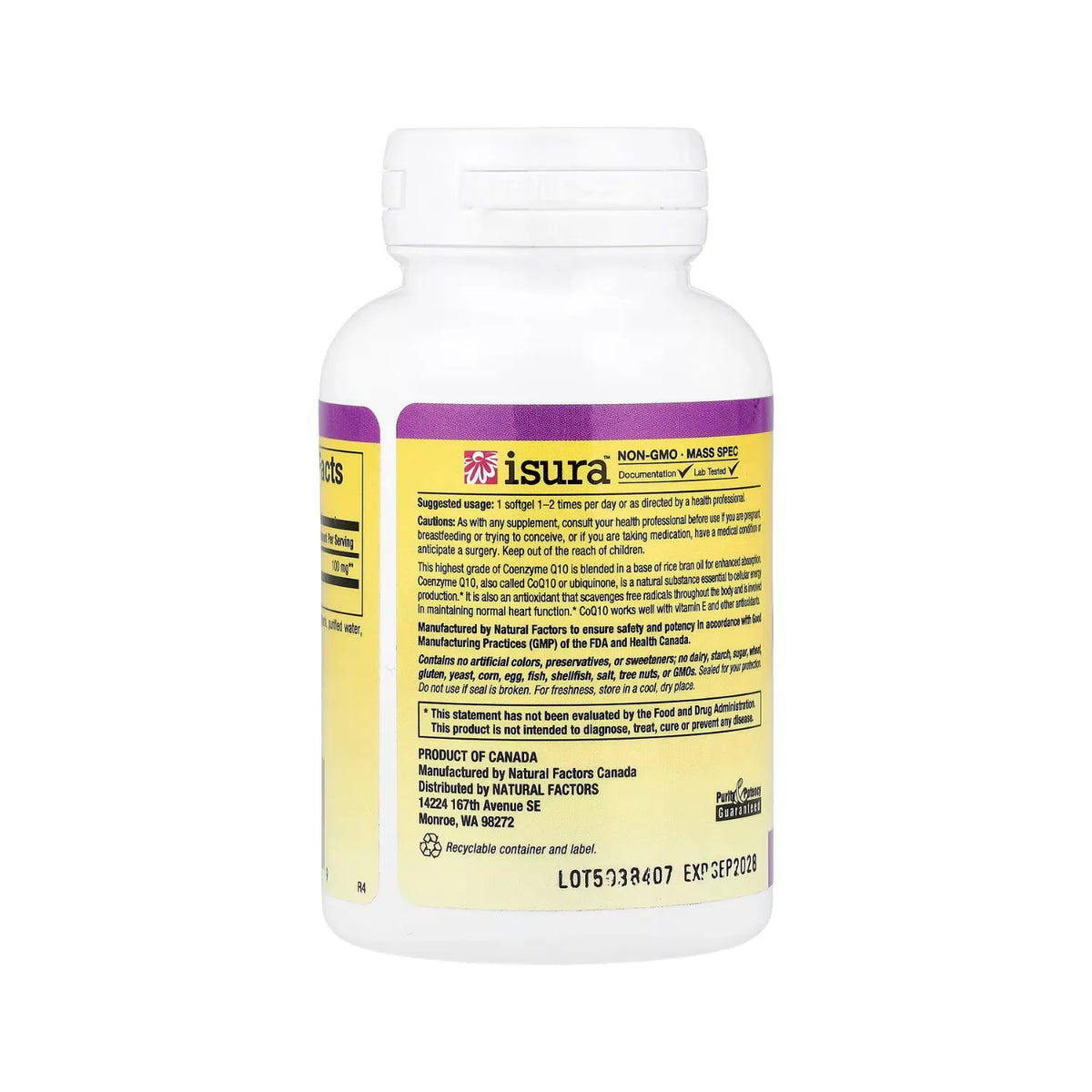 Natural Factors Coenzyme Q10 100 mg 30 Cápsulas Blandas