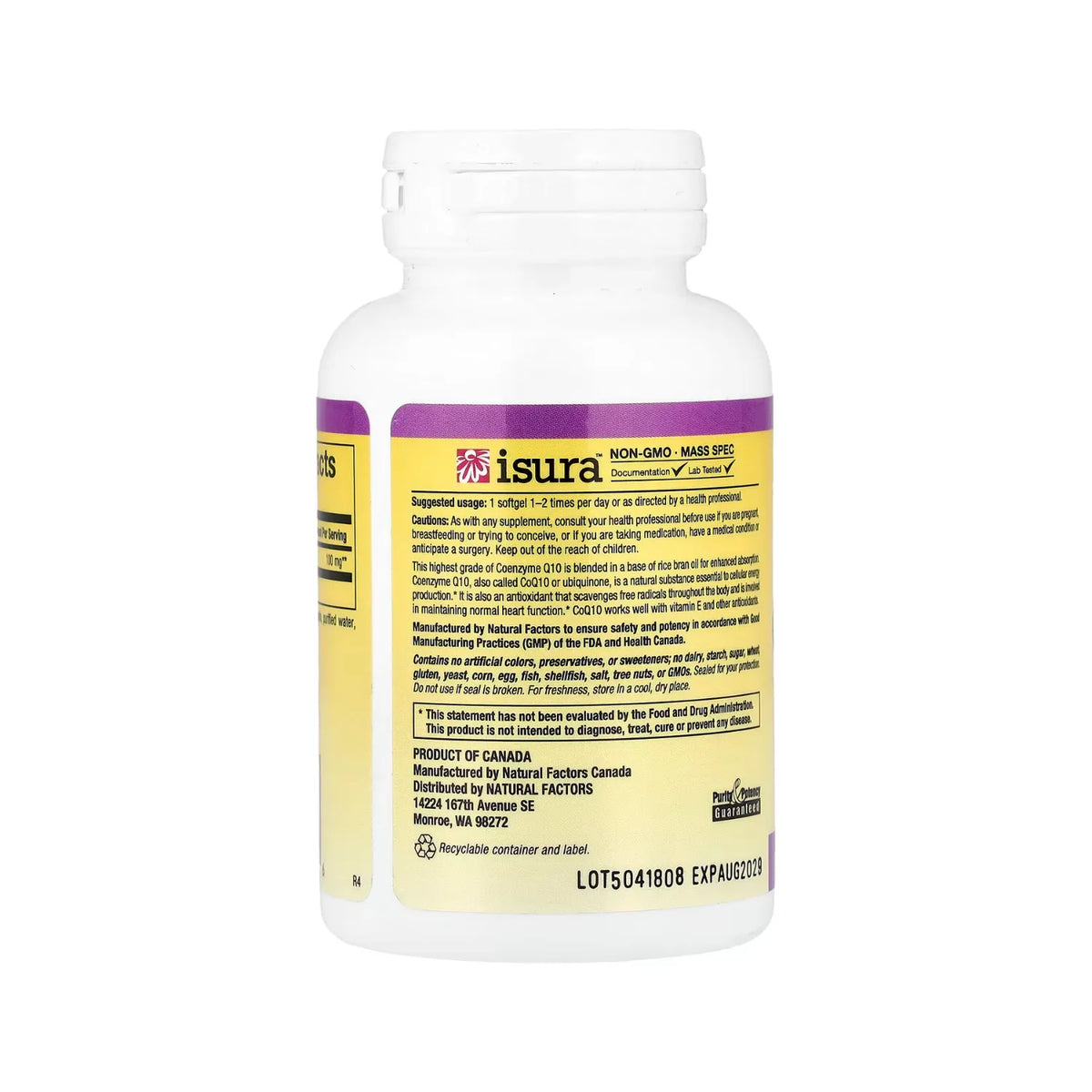 Natural Factors Coenzyme Q10 100 mg 60 Cápsulas Blandas