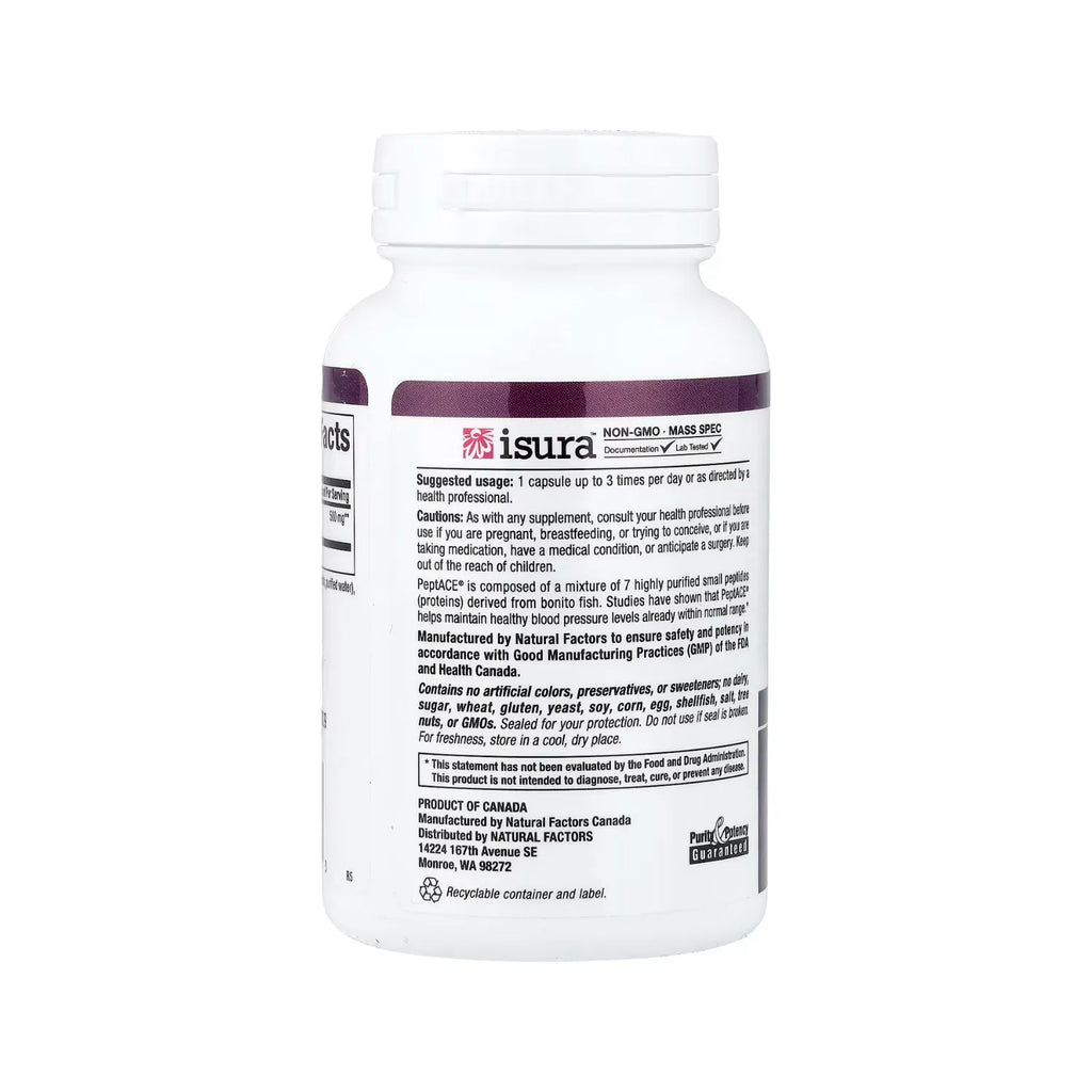 Natural Factors PeptACE Péptidos de pescado 500 mg 90 Cápsulas