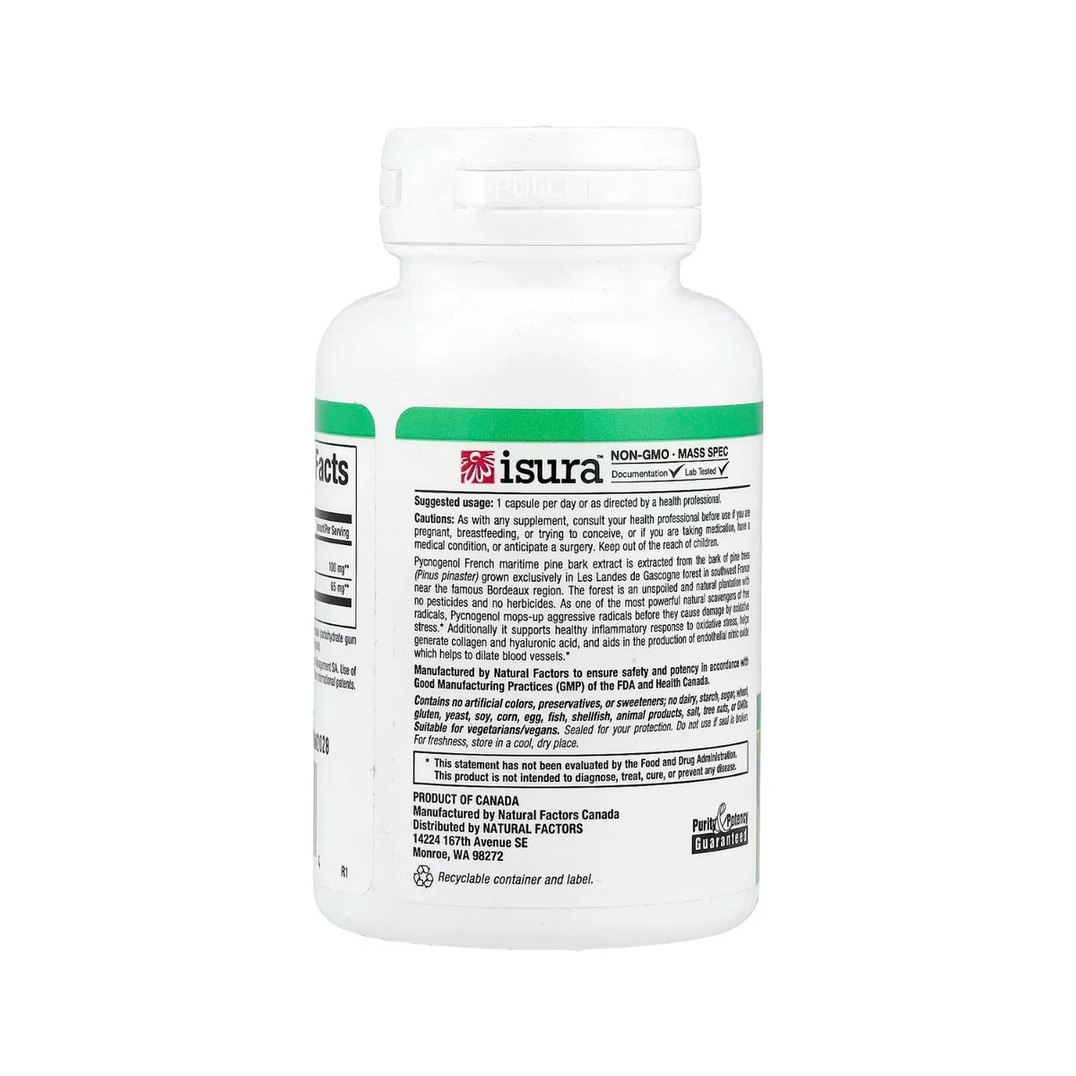 Natural Factors Pycnogenol® Pine Bark 100 mg 30 Cápsulas Vegetales