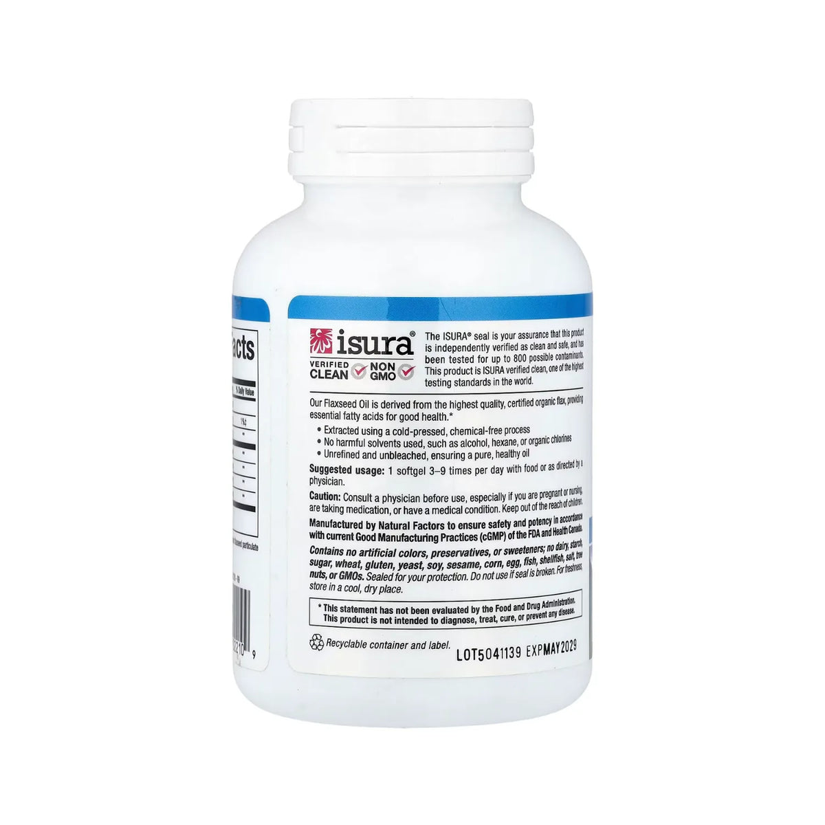 Natural Factors Omega Aceite de linaza 1,000 mg Con 90 Cápsulas Blandas