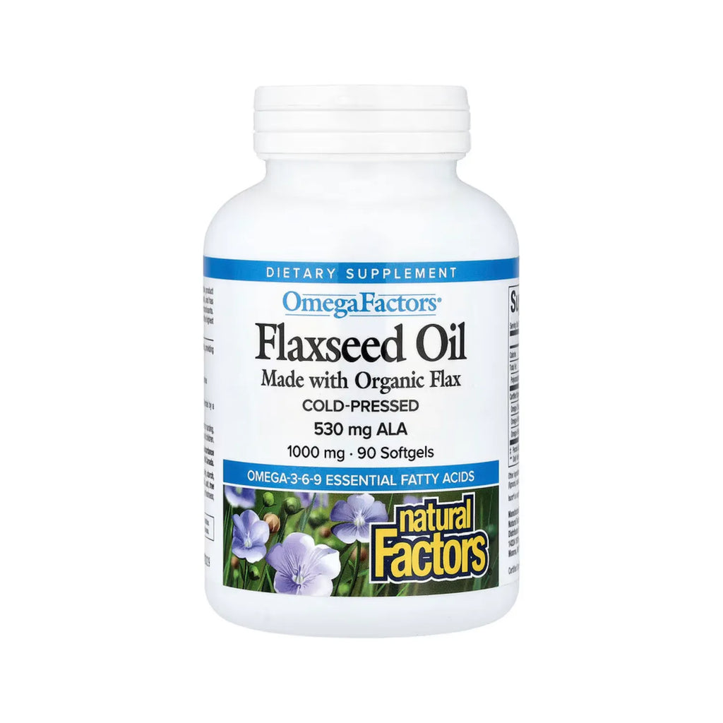 Natural Factors Omega Aceite de linaza 1,000 mg Con 90 Cápsulas Blandas