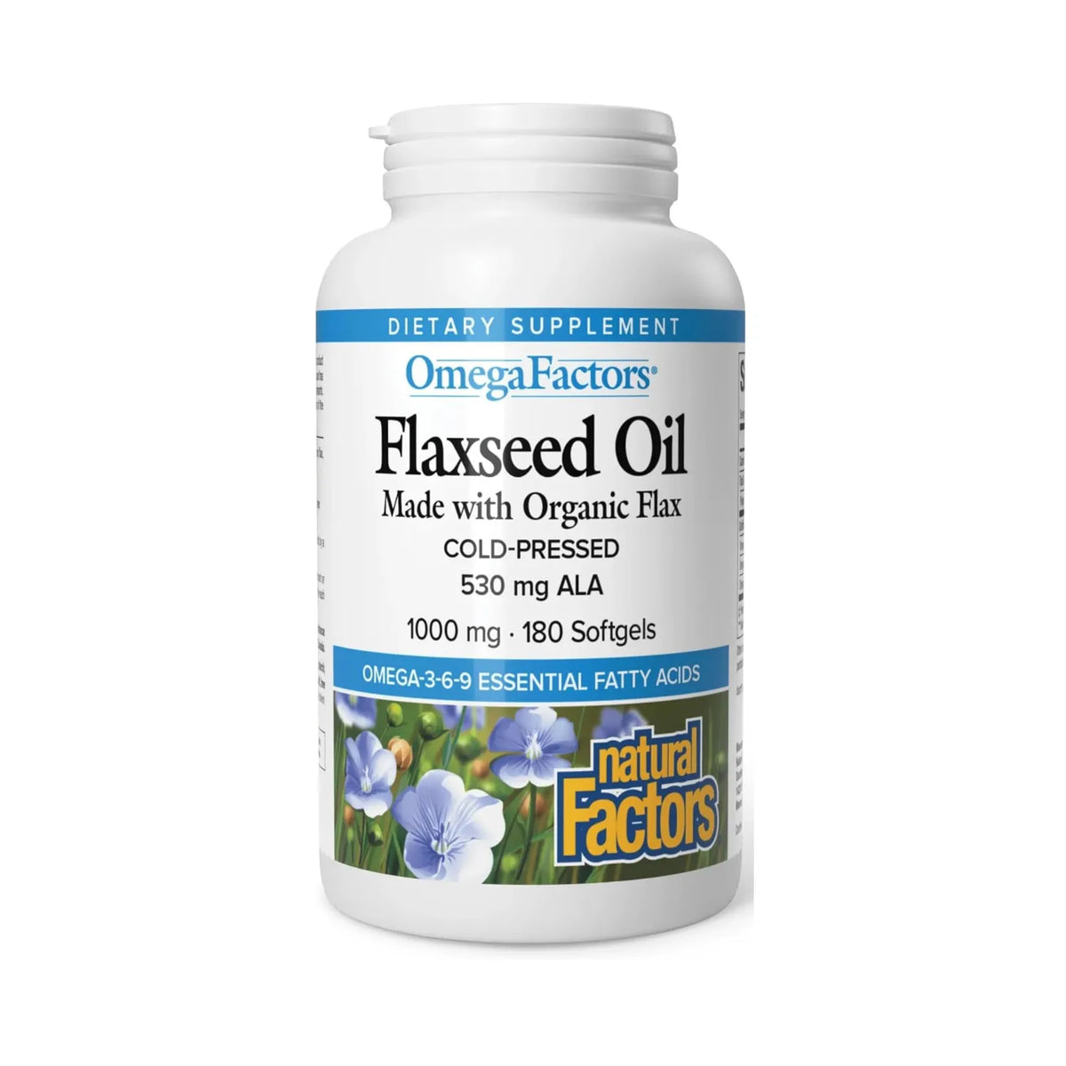 Natural Factors Omega Flaxseed Oil 1,000 mg Con 180 Cápsulas Blandas