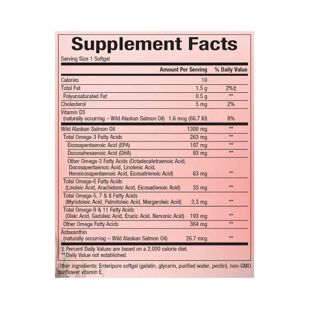 Natural factors Complete Omega 100% Wild Alaskan Salmon Oil 1,300 mg  90 Cápsulas Blandas