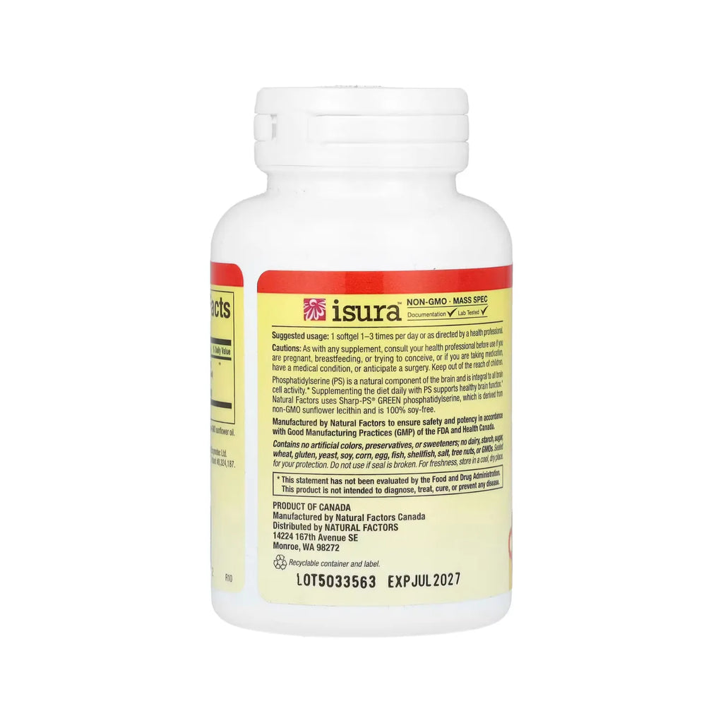 Natural Factors Fosfatidilserina 100 mg Con 30 Cápsulas Blandas