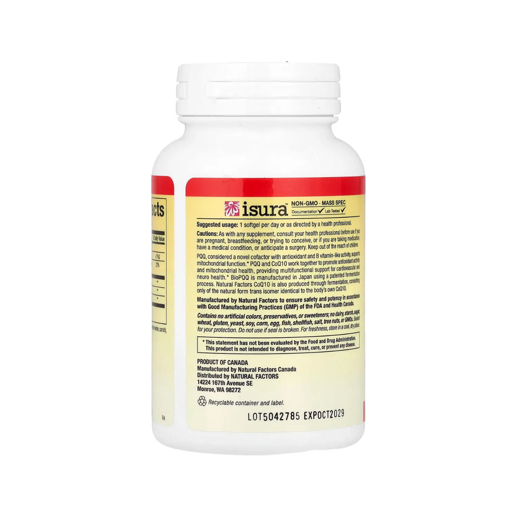 Natural Factors PQQ-10 PQQ 20 mg / CoQ10 200 mg 60 Cápsulas