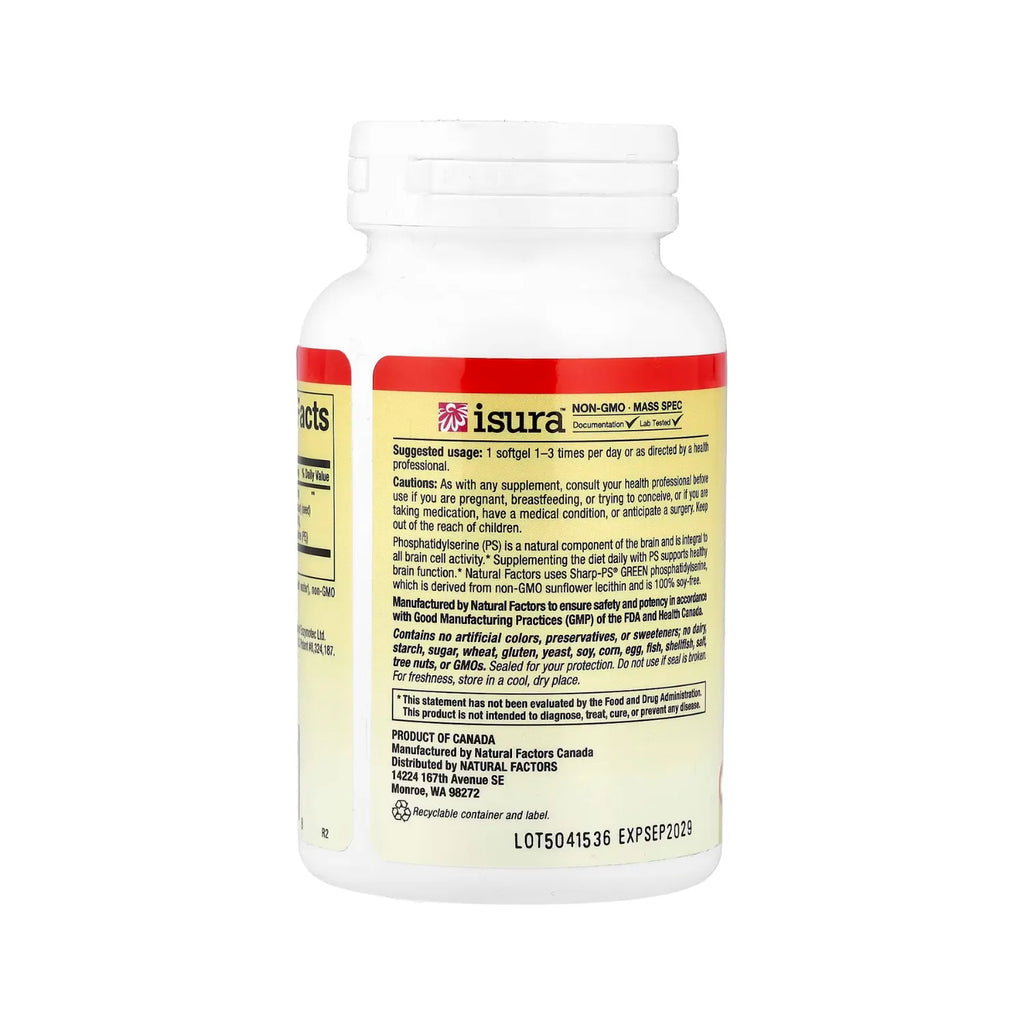 Natural Factors Phosphatidylserine 100 mg 120 Cápsulas Blandas