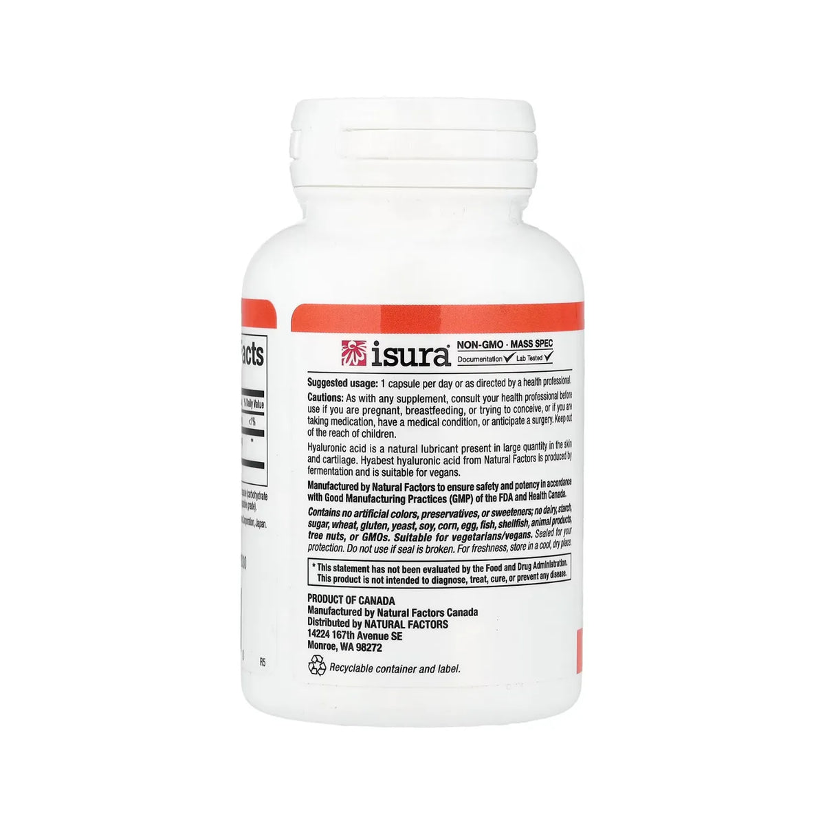 Natural Factors Hyabest Ácido Hialurónico 120 mg Con 60 Cápsulas Vegetales