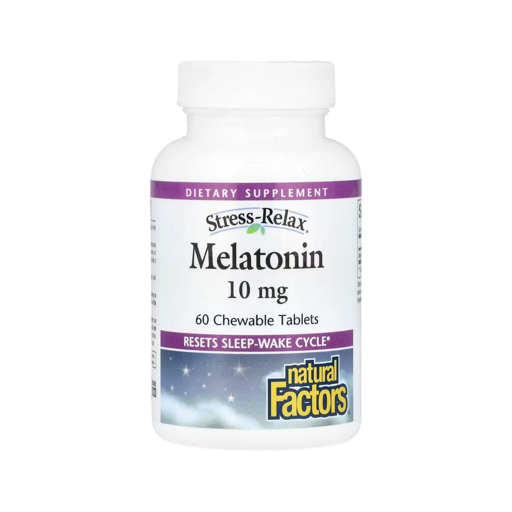 Natural Factors Stress-Relax Melatonina 10 mg Con 60 Tabletas Masticables