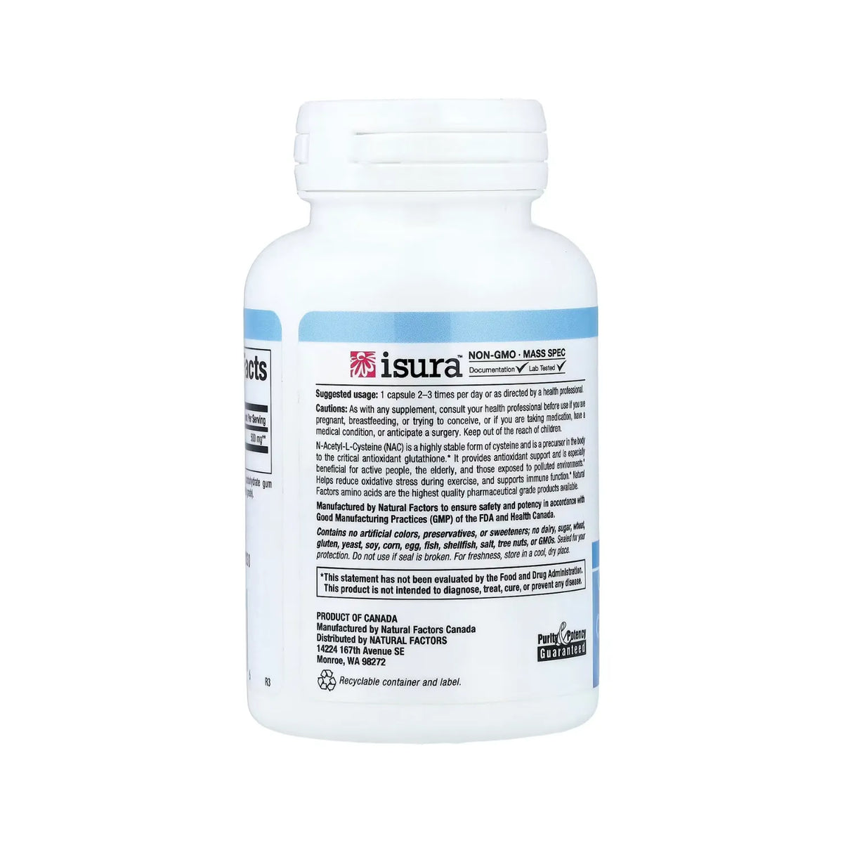 Natural Factors NAC N-acetil-L-cisteína 500 mg 90 Cápsulas