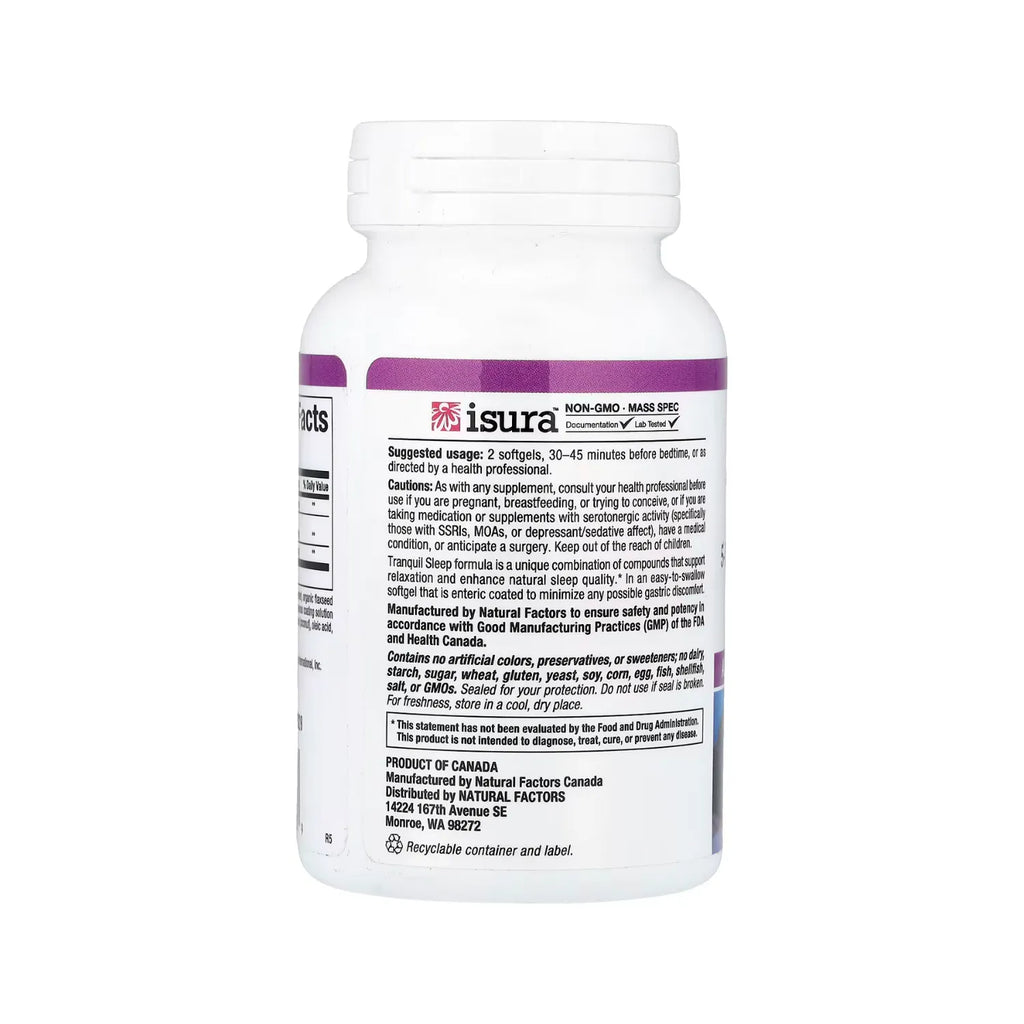 Natural Factors Stress-Relax Tranquil Sleep Enteric 90 Cápsulas Blandas