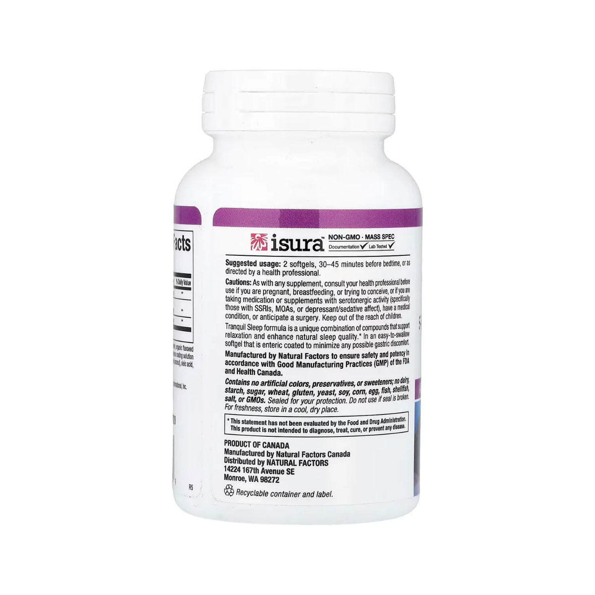 Natural Factors Stress-Relax Tranquil Sleep Enteric 90 Cápsulas Blandas