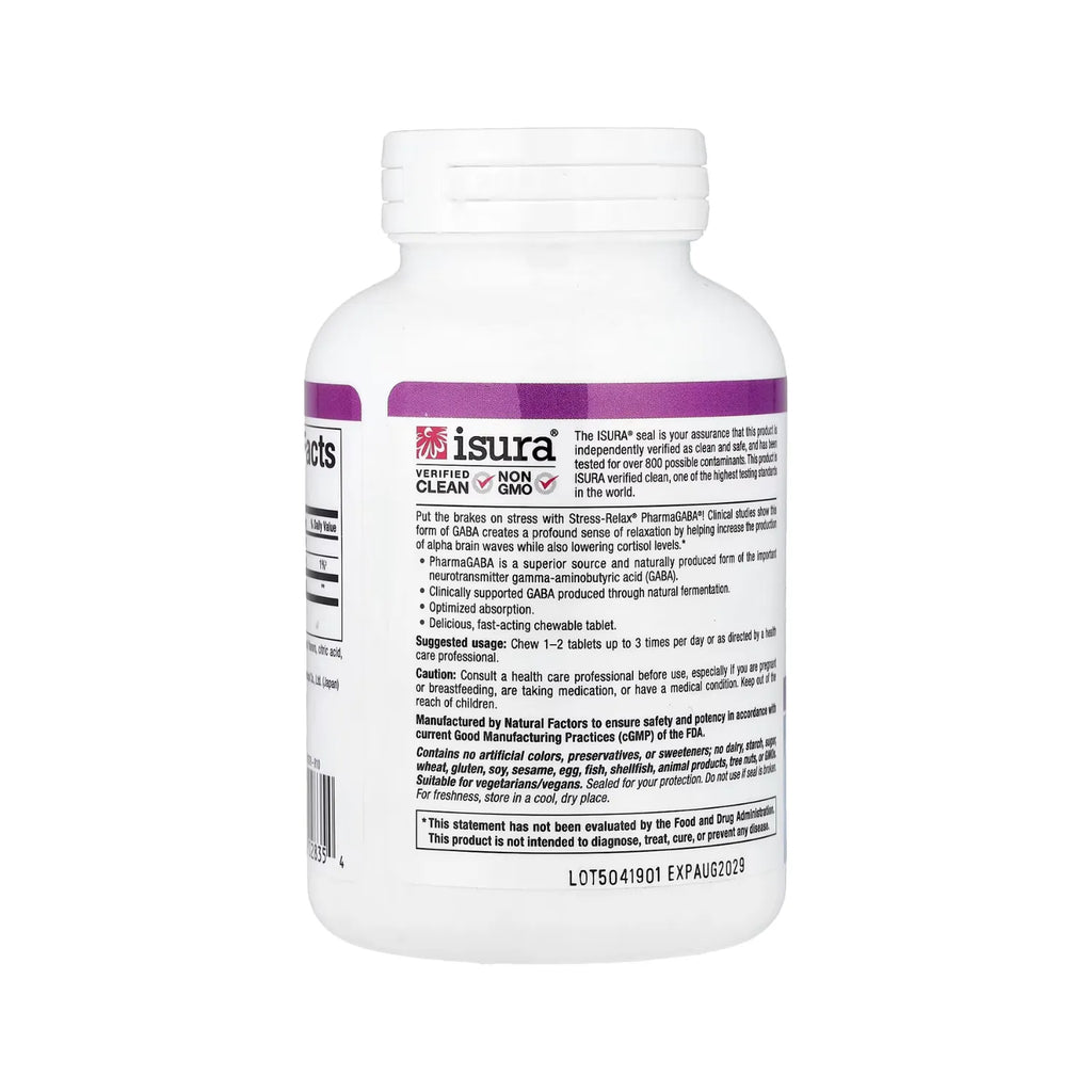Natural Factors Stress-Relax PharmaGABA 100 mg 60 Tabletas masticables