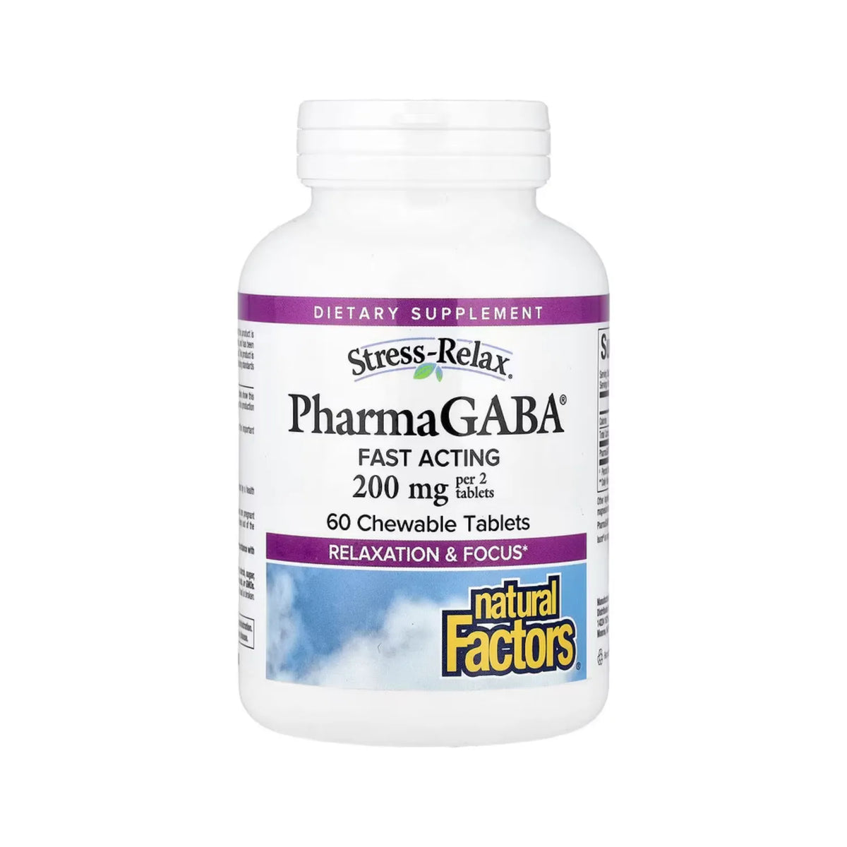 Natural Factors Stress-Relax PharmaGABA 100 mg 60 Tabletas masticables
