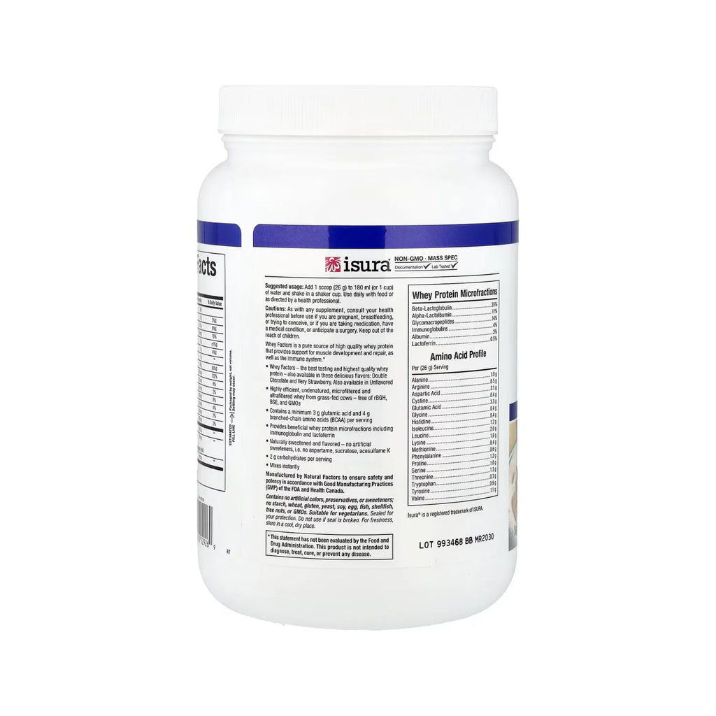 Natural Factors Whey Factors Proteína de Suero de Leche Proveniente de Animales Alimentados Con Pasturas Sabor Vainilla Francesa Natural, 340 g (12 oz)